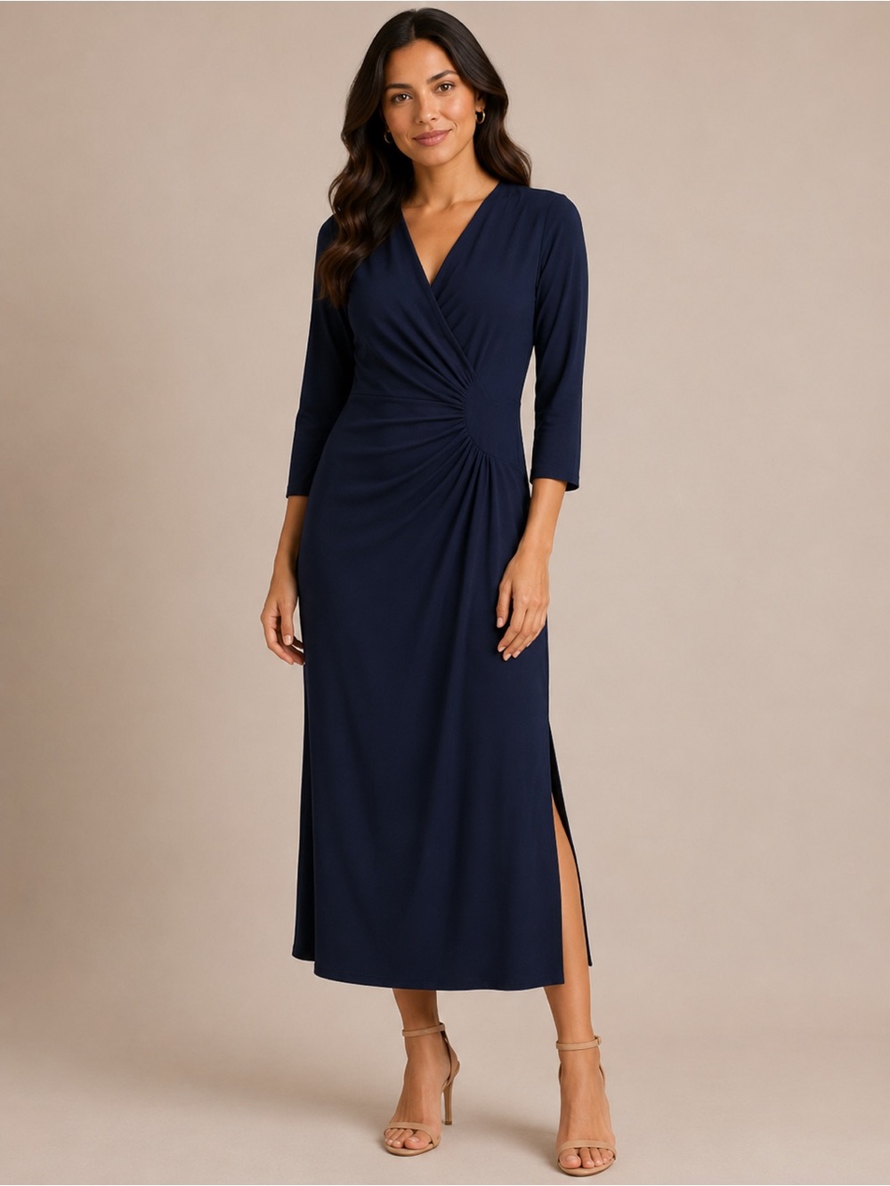 Laundry by Design Navy Twist-Front Maxi Dress small